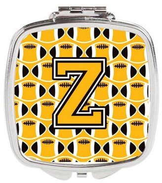 CJ1080-ZSCM Letter Z Football Black, Old Gold & White Compact Mirror