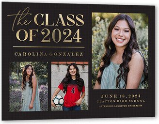 Graduation Announcements: Classic Class Showcase Graduation Announcement, Grey, Gold Foil, 5X7, Matte, Personalized Foil Cardstock, Square