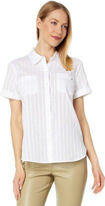 Dobby Camp Shirt (Bright White) Women's Clothing