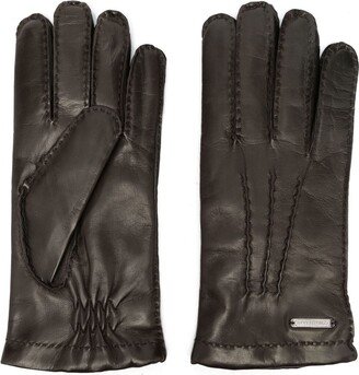 Tonal-Stitch Leather Gloves