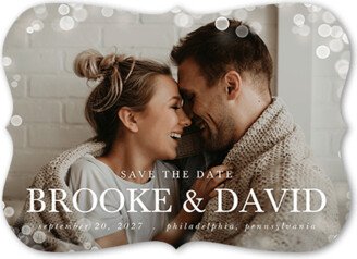 Save The Date Cards: All Around Bokeh Save The Date, White, 5X7, Matte, Signature Smooth Cardstock, Bracket