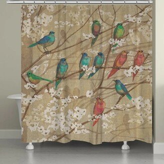 Birds and Blossoms Shower Curtain