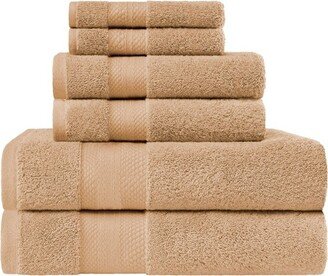 Premium Cotton Solid Plush Heavyweight Luxury 6-Piece Towel Set, Hazelnut - Blue Nile Mills