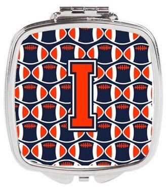 CJ1066-ISCM Letter I Football Orange, Blue & White Compact Mirror