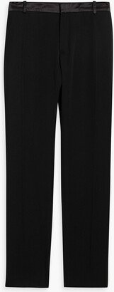 Slim-fit satin-trimmed wool-blend suit pants