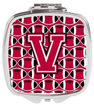 CJ1079-VSCM Letter V Football Crimson & White Compact Mirror