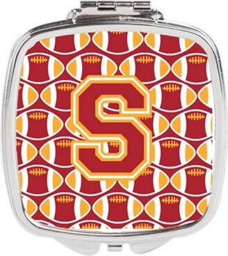 CJ1070-SSCM Letter S Football Cardinal & Gold Compact Mirror