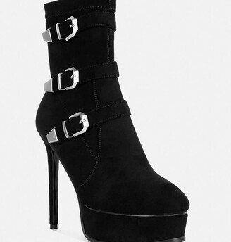 Rag & Co Beaux High Platform Stiletto Ankle Boots In Black-AA