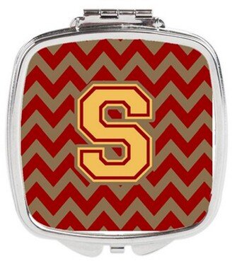 CJ1048-SSCM Letter S Chevron Garnet & Gold Compact Mirror