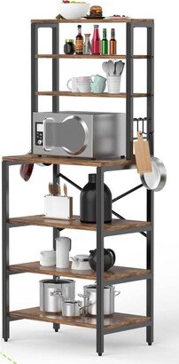 Modern Industrial Metal Wood Kitchen Baker's Rack Shelf Microwave Stand - 15.7D x 23.6W x 70.2H