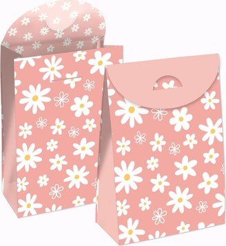 Big Dot Of Happiness Pink Daisy Flowers - Floral Gift Favor Bags - Party Goodie Boxes - Set of 12