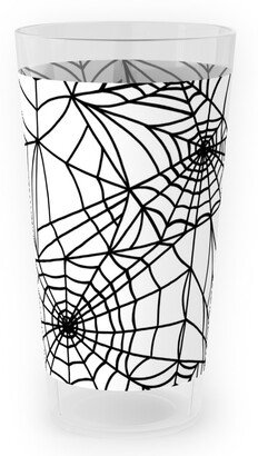 Outdoor Pint Glasses: Spooky Spider Web Outdoor Pint Glass, White