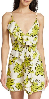 Palm Beach Floral Wrap Minidress