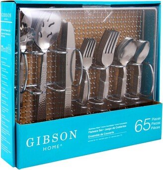 Home Prato 65 Piece Flatware Set Trumble Finish with Wire Caddy