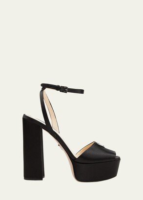 Satin Ankle-Strap Platform Sandals