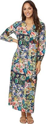 Puff Sleeve Maxi Cover-Up (Multi) Women's Swimwear