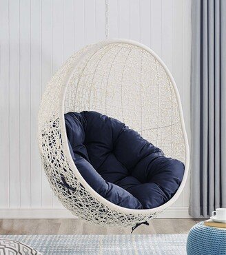 Balmoral Outdoor White Rattan with Blue Cushioned Hanging Swing Chair
