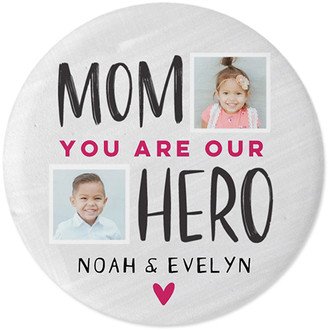 Pins: Mom Our Hero Pins, Large Circle, Red