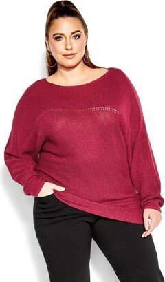 | Women's Plus Size Romance Jumper - sangria - 12 Plus