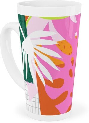 Mugs: Palm Leaves Patchwork Summer Collage - Multi Tall Latte Mug, 17Oz, Multicolor