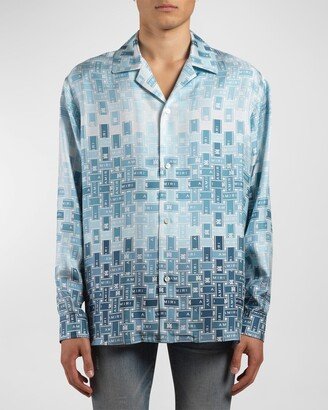 Men's Gradient Tape Silk Pajama Shirt