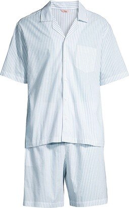 2-Piece Striped Sandwashed Cotton Pajama Set