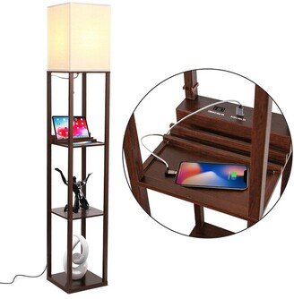 Brightech Maxwell Led Shelf Floor Lamp With Usb Port