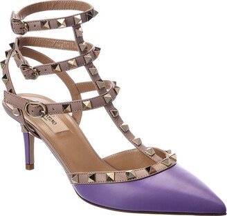 Rockstud Caged 65 Leather Ankle Strap Pump-AA