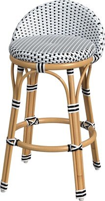 Tobias Outdoor Rattan and Metal Low Back Counter Stool