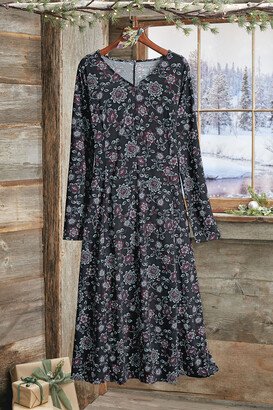 Women's Midnight Bloom Knit Dress - Black Multi - PS - Petite Size