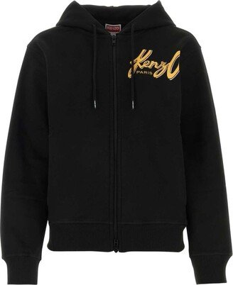 Archivo Logo Zip-Up Drawstring Hoodie