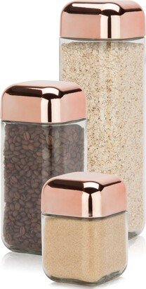 3-Pc. Glass & Copper Canister Set