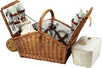 Huntsman English-Style Willow Picnic Basket for 4 with Blanket