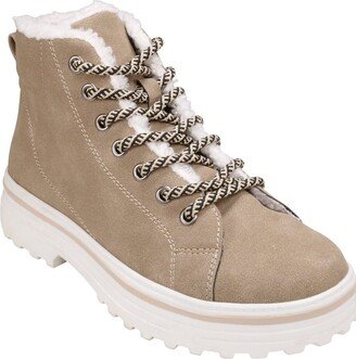 Justine Lace-Up Taupe Bootie