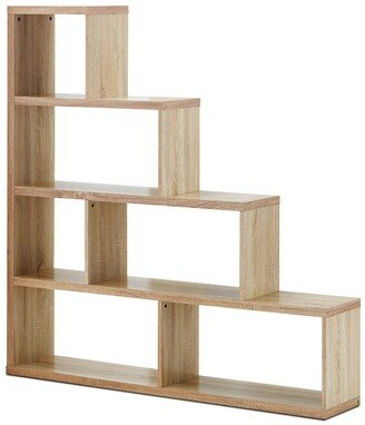 6 Cubes Ladder Shelf Corner Bookshelf Storage Bookcase-Natural - 61 x 11 x 64