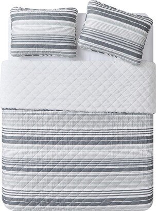 Kameron Stripe Faux Fur Quilt & Sham Set