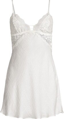 Silver Floral Lace Satin Chemise