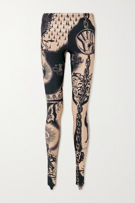 Heraldique Printed Stretch-jersey Leggings - Neutrals