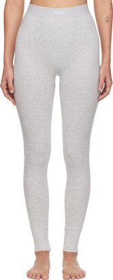 Gray Cotton Rib Leggings