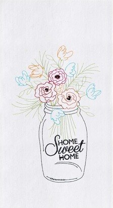 Home Sweet Home Spring Embroidered Flour Sack Cotton Kitchen Towel