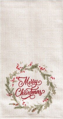 Winter Wreath Embellished Flour Sack Kitchen Towel