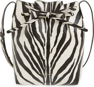 Mini Zebra Stripe Saffiano Leather Bucket Bag