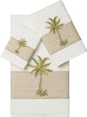Turkish Cotton Colton 3Pc Embellished Towel Set-AC