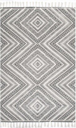 Nichola Greek Eye Trellis Area Rug 8x10, Gray