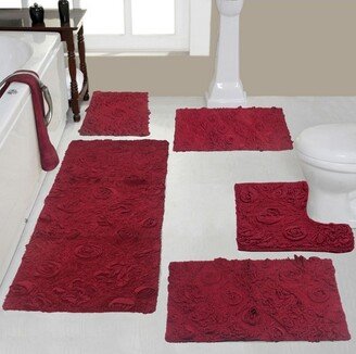 Home Weavers Inc Set of 5 Modesto Collection Red Cotton Tufted Bath Rug Set - Home Weavers