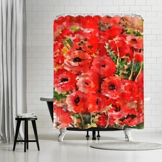 71 x 74 Shower Curtain, Red Buttercups by Suren Nersisyan