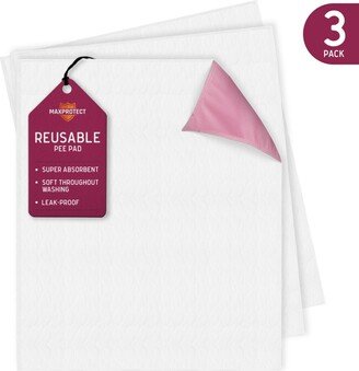 Chew + Heal MaxProtect Softies Reusable Pee Pads for Dogs, Training Underpads, Cloth-Like Top Layer - 3 Pack, 18 x 24 - Pink, White