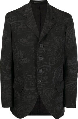 Baroque-Print Wool Single-Breasted Blazer