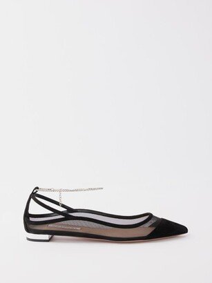 Secret Affair Mesh And Suede Point-toe Flats