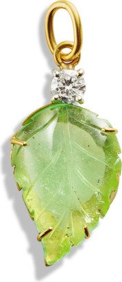 One-Of-A-Kind Cuperian Tourmaline Carved Leaf Yellow Gold Charm
